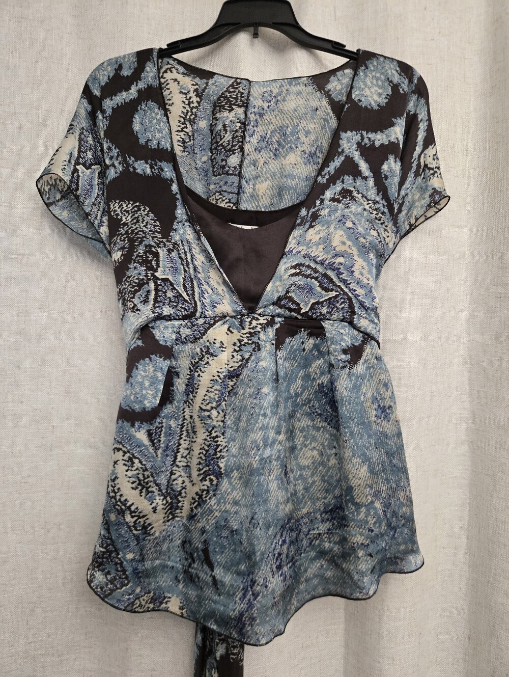 Max Mara Pura Seta 100% Silk Tie Back Blouse Made in Italy 12